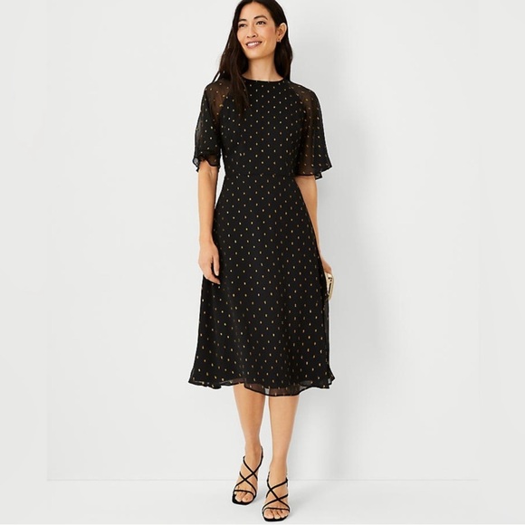 Ann Taylor Black and Gold shimmer dress - Picture 1 of 4
